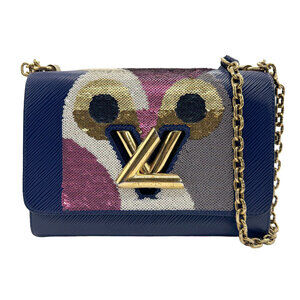Louis Vuitton Shoulder Bag Epi Twist Leather Sequin Navy Blue Multicolor